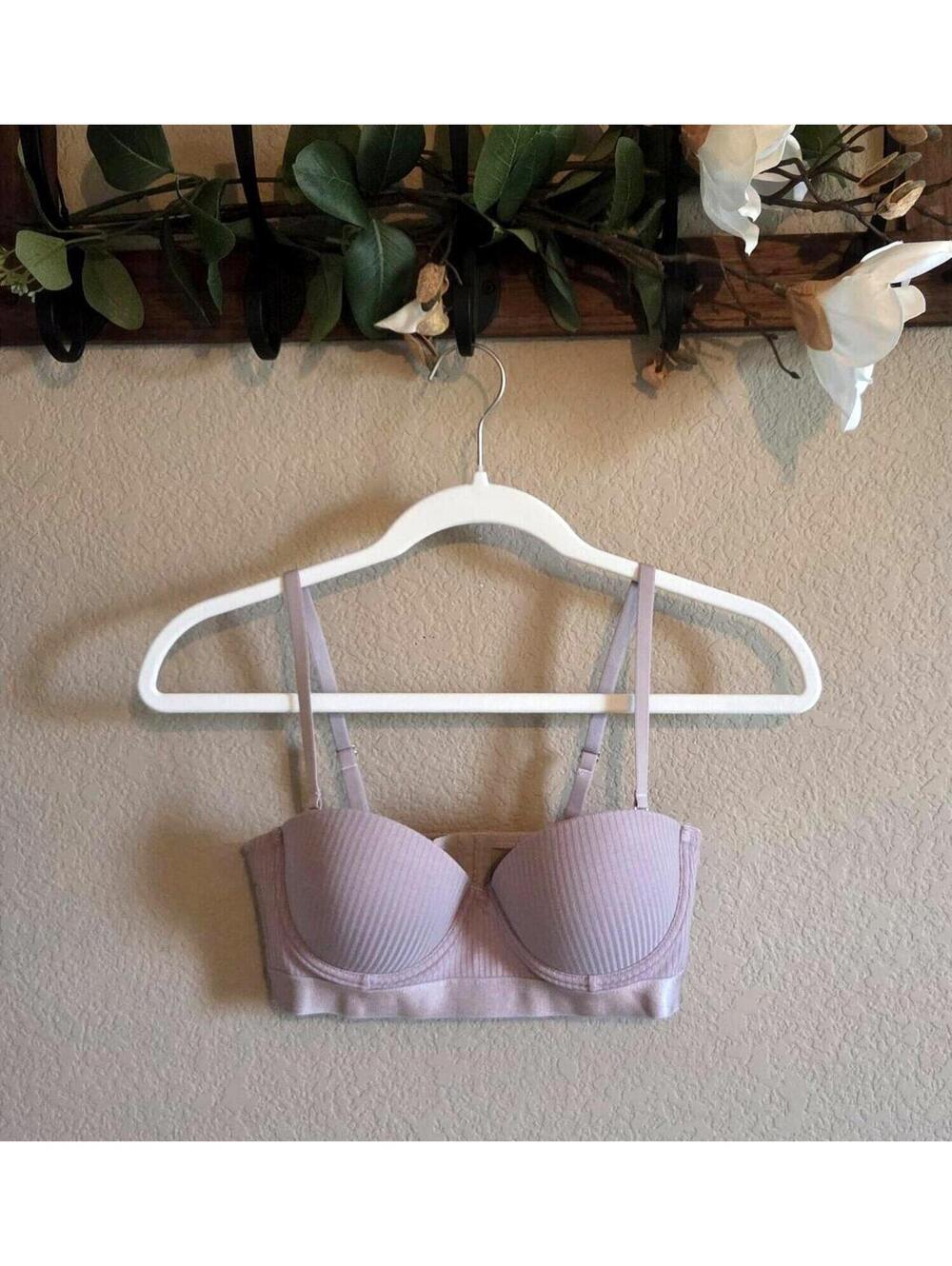 Light Purple Ribbed Strap Bra